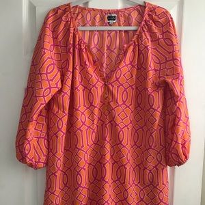 🌴🌺 MudPie Orange & Hot Pink Mini Dress